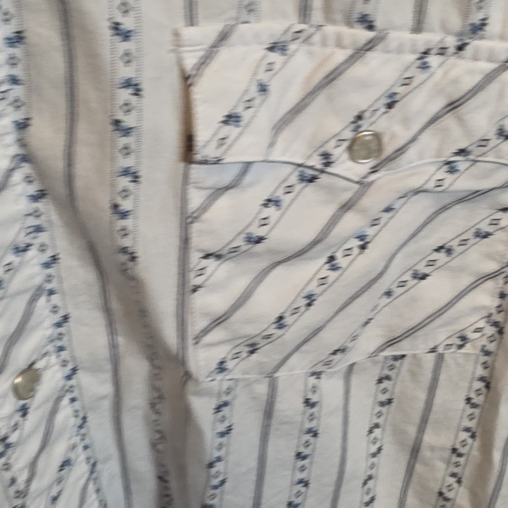 Bullhead Western Style Men's White Blue Striped Button-Up Shirt XXL - Picture 5 of 10